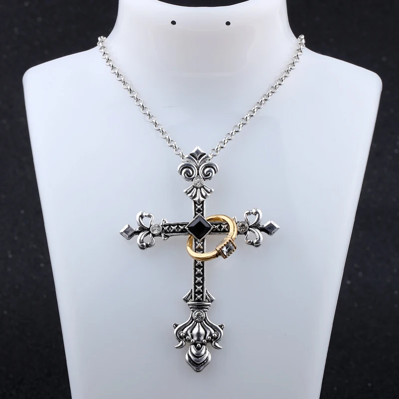 Vintage Cross Necklace for men With A R ing 8.3*5.7cm Big Jewelre Men's