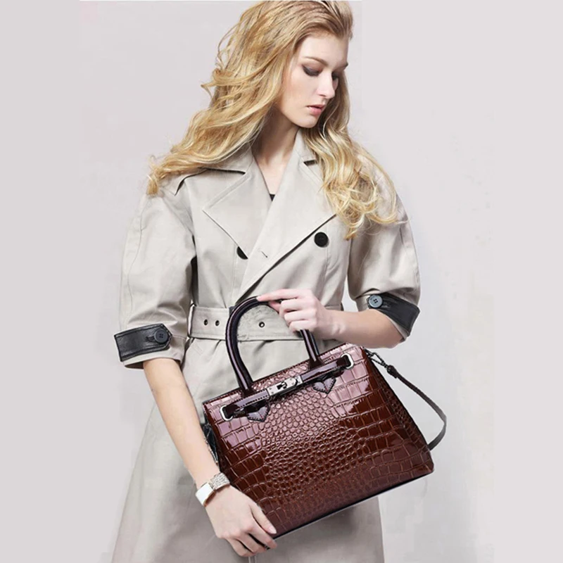  Women's bag luxury high quality classic crocodile pattern handbag brand designer large capacity OL  - 32940556699