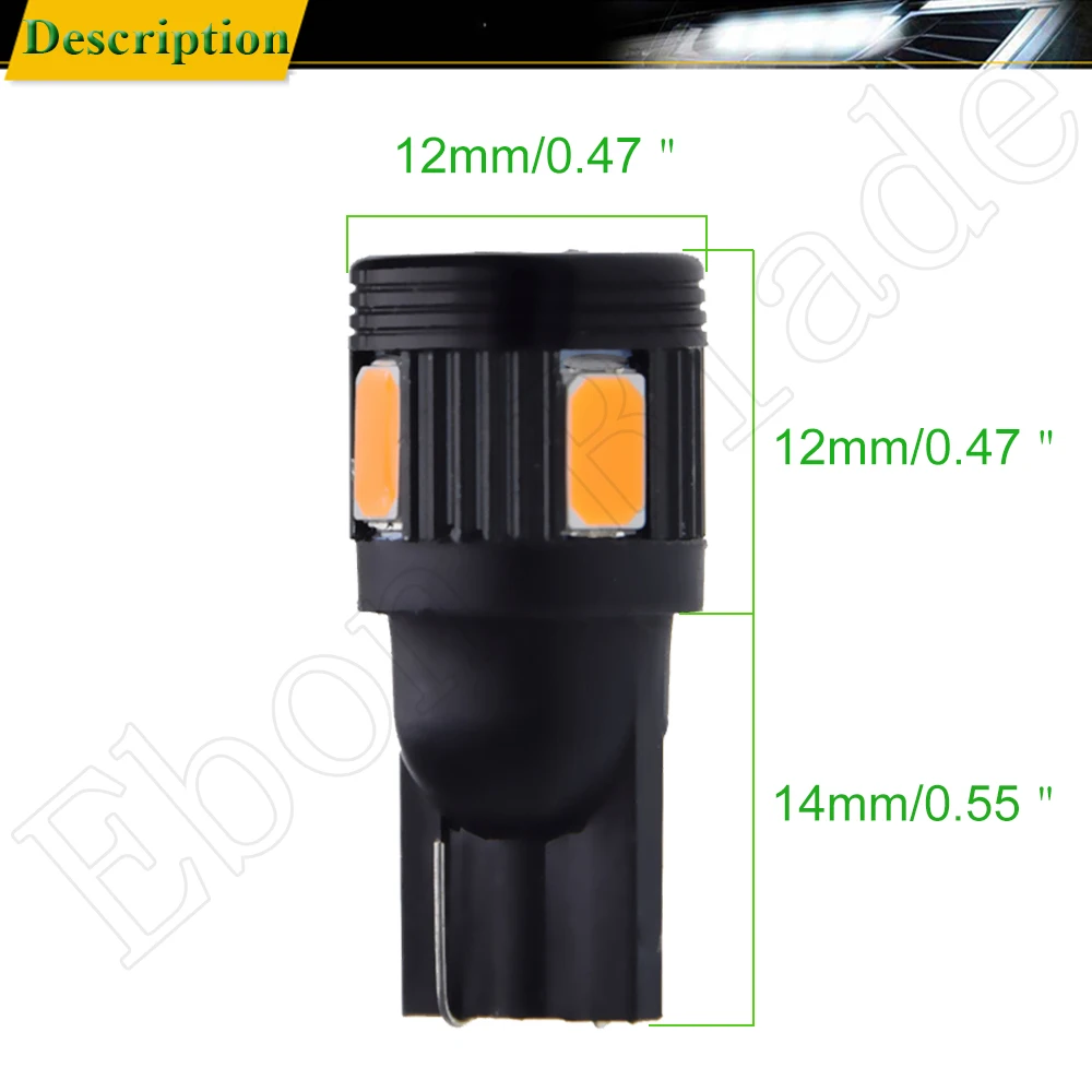 T10 W5W t 10 5w5 194 5630 6 автомобиля SMD Led светильник авто Интерьер Чтение просвет клиновидные боковые лампы желтый оранжевый янтарь, работающего на постоянном токе 12 В