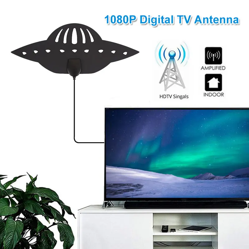 Ультратонкая плоская DVB-T ТВ антенна внутренний, HDTV антенна F/ICE HD 1080 P HDTV антенна цифровая UHF VHF DVB