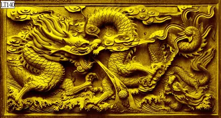150 см* 60 см 3D фон Китайский Дракон Камея печать задний фон для аквариума украшение аквариума плакат с клеем - Цвет: Gold