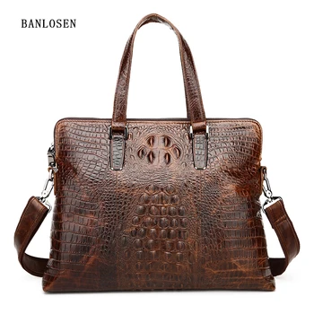 

Famous Brand Business Men Briefcase Bag Luxury Genuine Leather Alligator Handbag Man Shoulder Bag YS1309