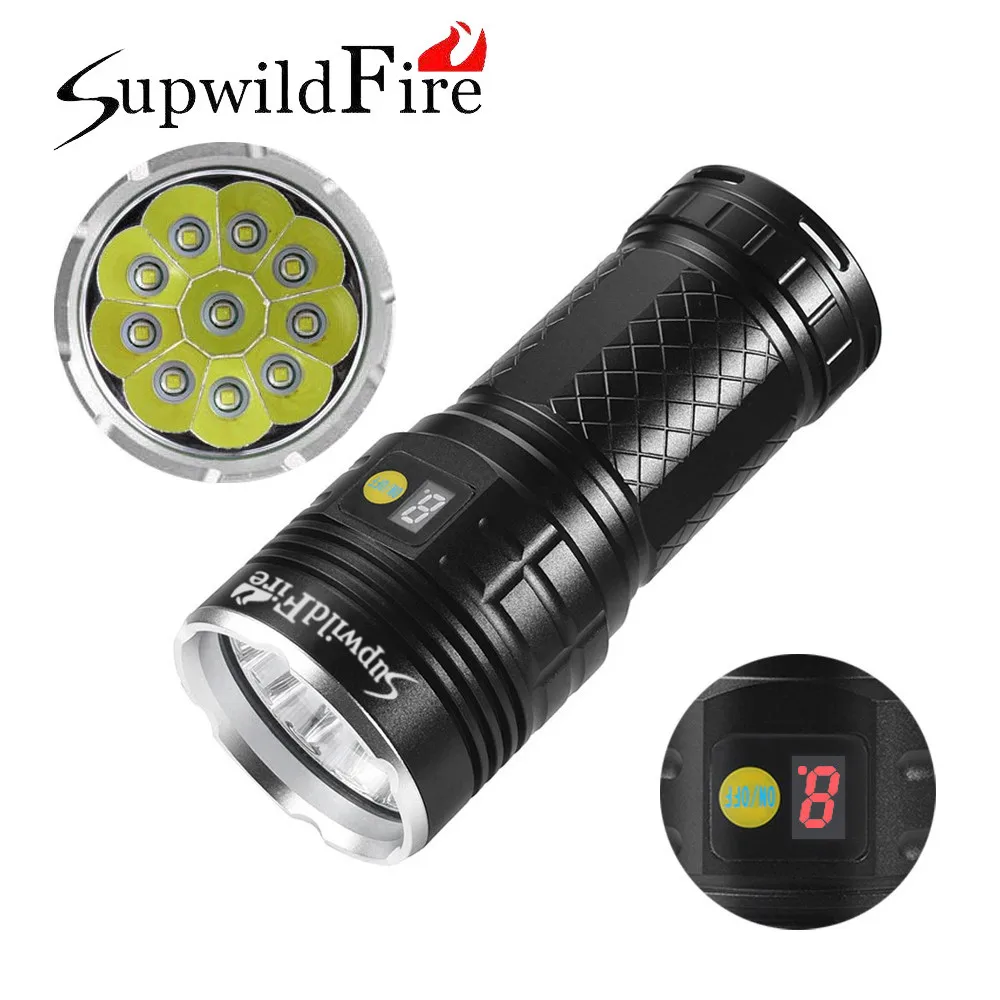 

SupwildFire 10x XM-L T6 LED Power Digital Display Fishing Hunting Flashlight Waterproof Rechargeable Hard Light #5J23