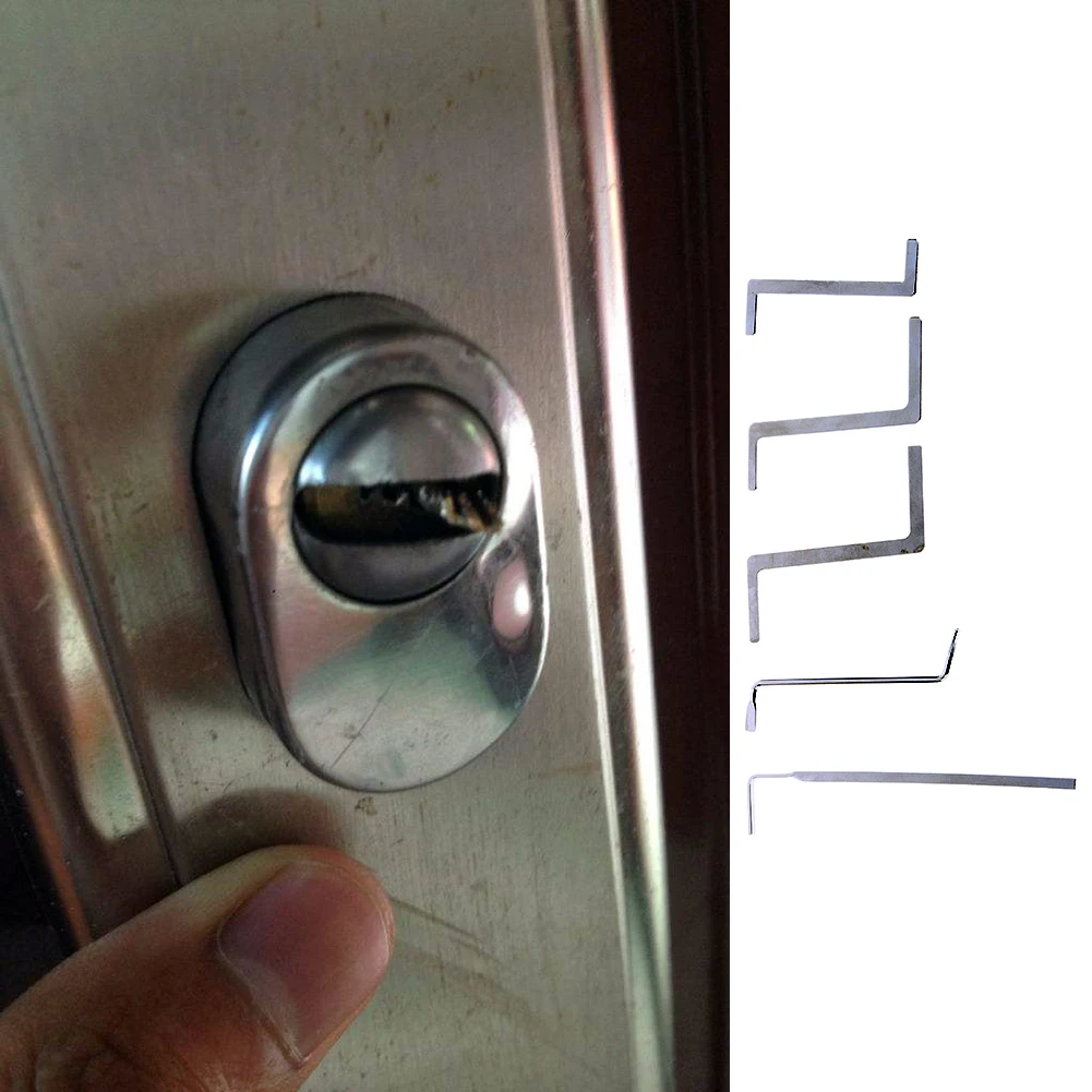 5 Pieces of Locksmith Tools Stainless Steel Double Row Tension Disassembly Hook Lock Multi-function Metal Pull Rod Silver | Инструменты