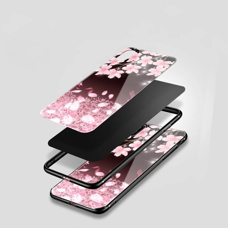 Стеклянный чехол для телефона Sakura iPhone XS MAX XR задняя крышка из закаленного стекла X