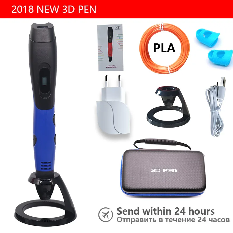 only blue Лучшие продавцы, 3D ручка, 3d ручка для принтера, usb 3D ручка, включает 200 м pal нити и 20 листов шаблон и плохой легко носить с собой - Цвет: only blue