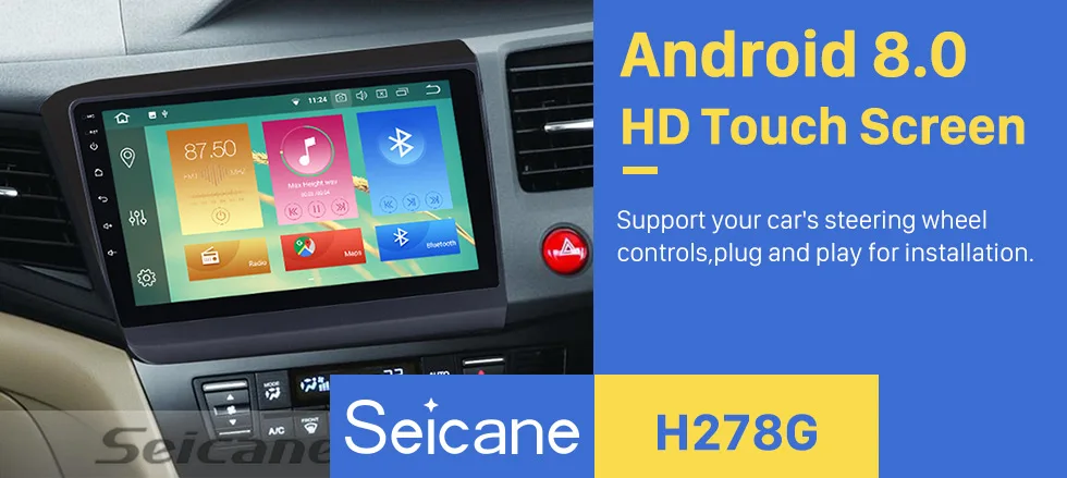 Excellent Seicane 9" 2 Din Android 8.0 Car DVD Multimedia Player For 2012 Honda Civic RHD Support Steering Wheel Control Bluetooth Wifi FM 0