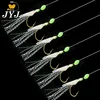 JYJ 6pcs/pack real fish sabaki rigging set, luminous laser feater tail sabiki hook string hook Pesca isca ► Photo 1/6