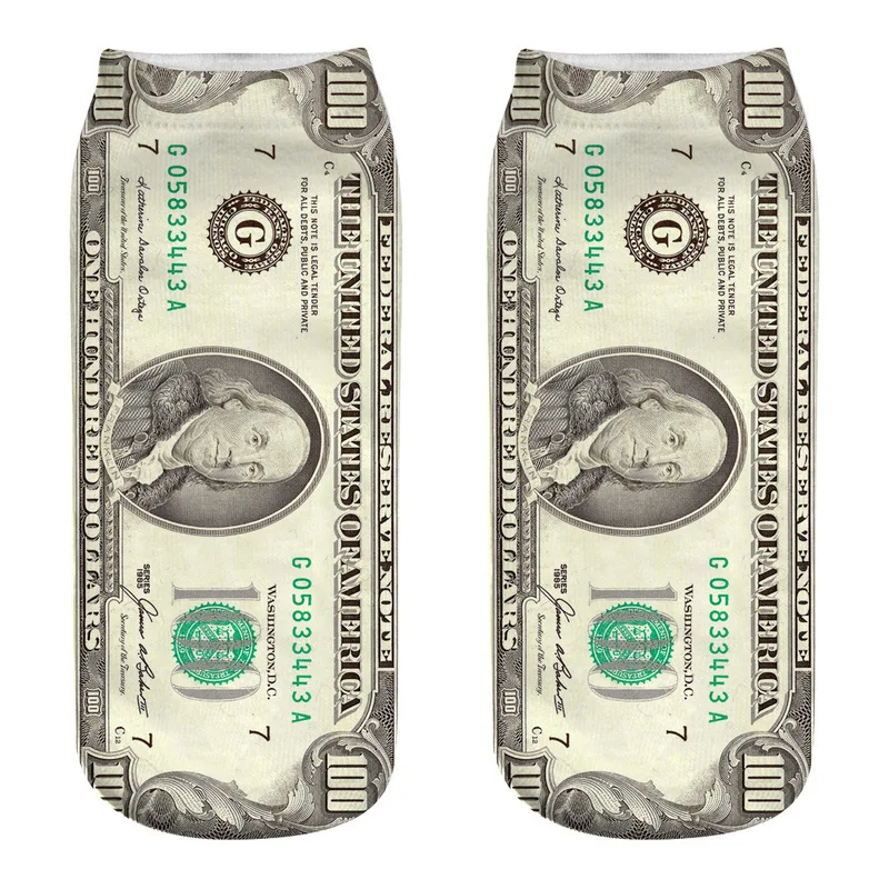 

Women's Socks Ankle Low Pantufa 3d Dollar Printing Material Socks Order Custom Personality Shows Slip Socks Men Slipper Breatha