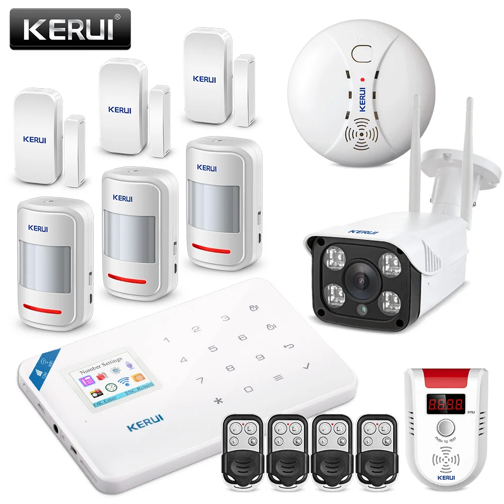 KERUI WI8 WIFI GSM Burglar Security Alarm System APP Metal Control Gas And Somke Detector