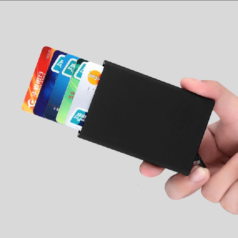 

Anti Rfid Blocking Automatic Credit Card Holder Aluminum Metal Case To Protect Credit Cards Rfid Card Protection Bank Cardholder