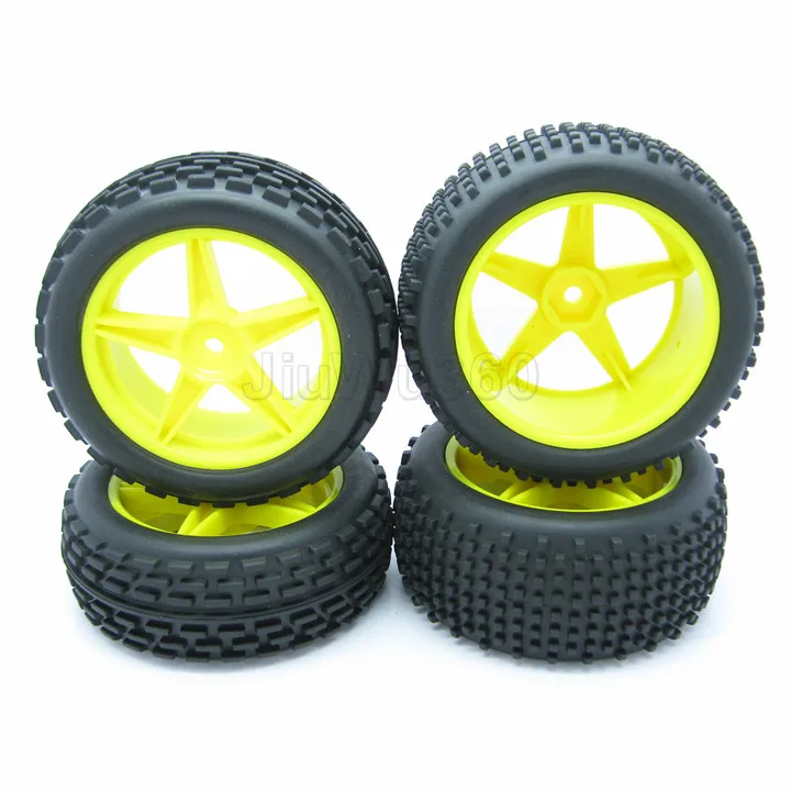 

4PCS RC 1:10 Off-Road Buggy Car Sponge insert Tyre Tires Wheel Rim Yellow
