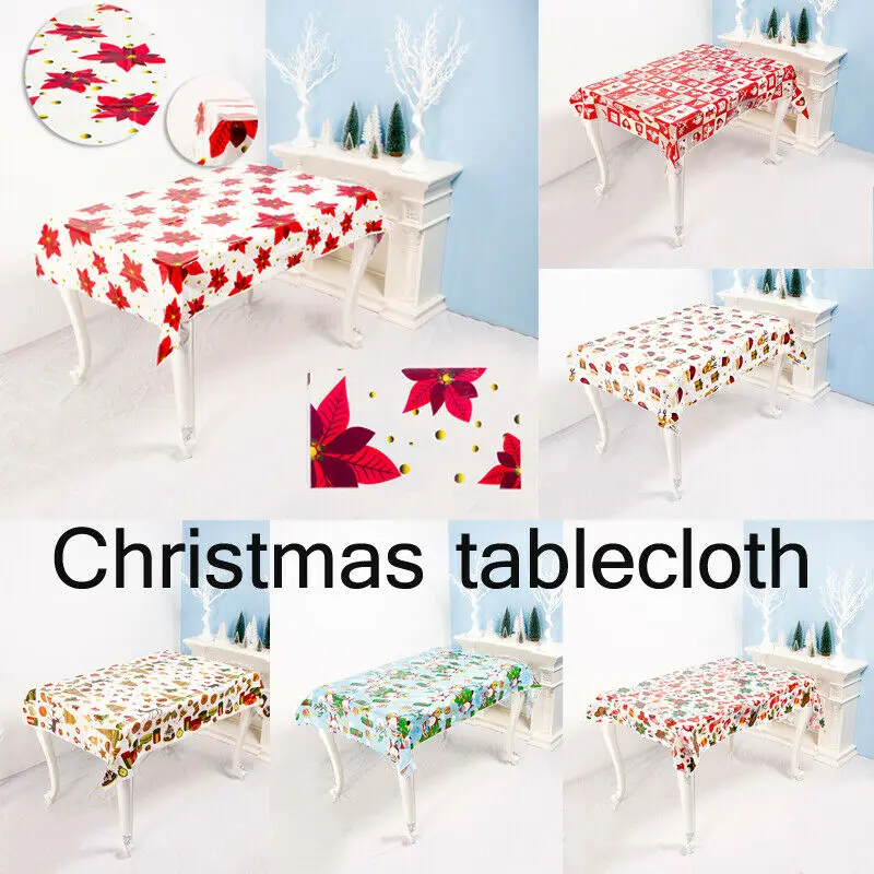 

Hot Printed PVC Oilproof Anti-Scalding Disposable Tablecloth Merry Christmas Dinner Birthday 110*180cm