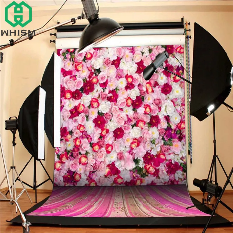 

WHISM Decorative Vinyl Backdrop Romantic Flower Background Wedding Party Backdrops Blooming Flowers Photo Cloth 5x7ft(150x210cm)