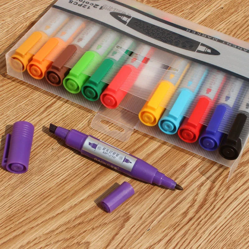 

12 Colors Dual Head Markers Set Soft Sketch Drawing Marker Copic Handwriting Animation Sharpie Markers