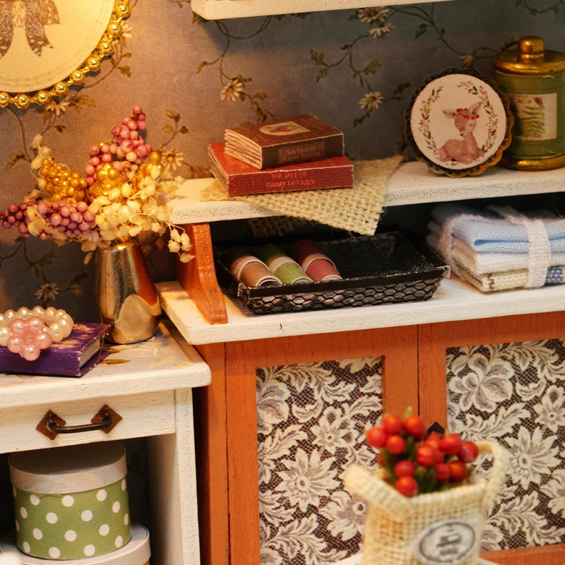 Кукольный домик Миниатюрный DIY Модель с мебелью американский Ретро стиль