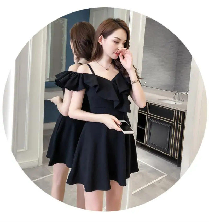 2018 NEW  Arrivals Women Summer 2018 NEW  Off Shoulder  Camisole  Dress  strapless  High waist skirt Mini   Dress Free shipping