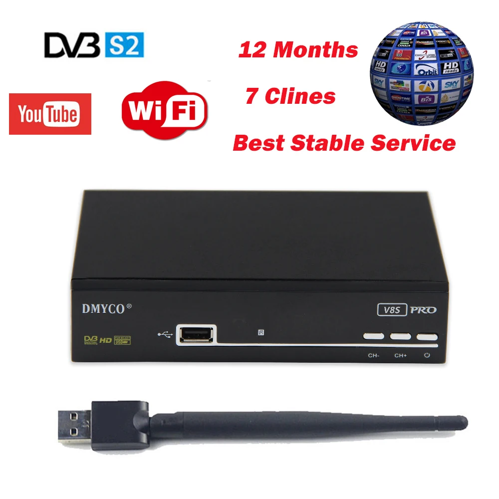 Здесь продается  V8S PRO DVB-S2 Satellite Receiver Support PowerVu Biss Key Newcam Youtube same as V8  super with 1 year European clines usb wifi  Бытовая электроника