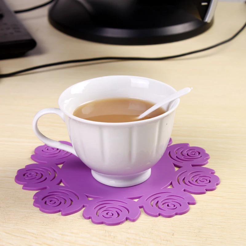 5pcs High Quality tableware cup pads Non slip mats silicone coasters insulation pads table decor