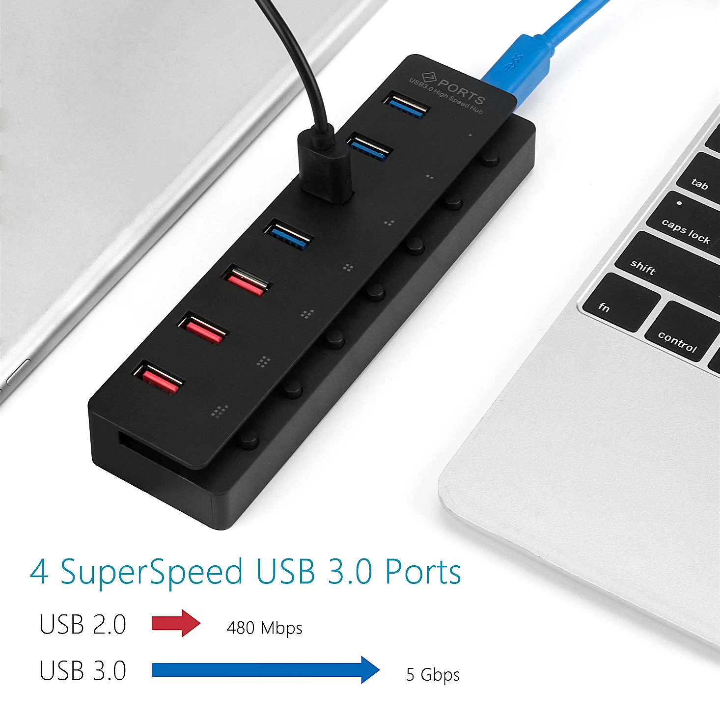 Док-станция USB 3,0 4 Порты USB3.0 Зарядное устройство с выходом 5V 5A Мощность адаптер 3 умная зарядка Порты Мульти USB разветвитель для Macbook для ПК