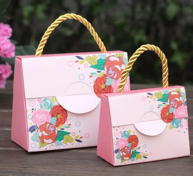 100pcs Lot Wedding Paper Gift Bags With Handles Favors For 100pcs Lot Wedding Paper Gift Bags With Handles Favors For Guests Pink Purple
