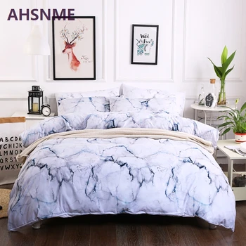 

AHSNME Marble Patterns Bedding Set American Size Suitable for King Queen Twin Very Soft Quilt Cover Home Textiles