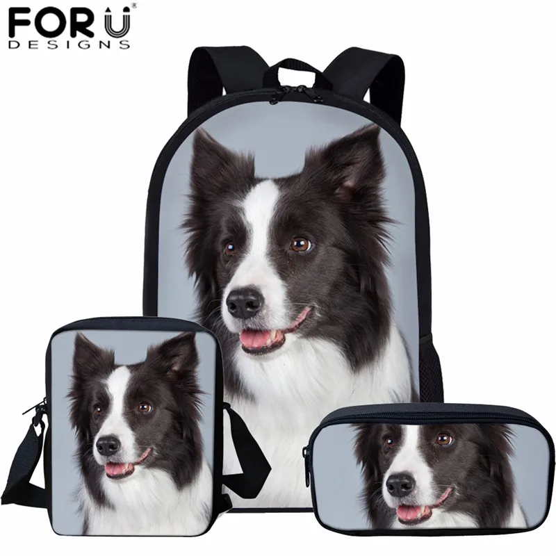FORUDESIGNS Border Collie сумка для студентов школьная наборы милые животные собака печать