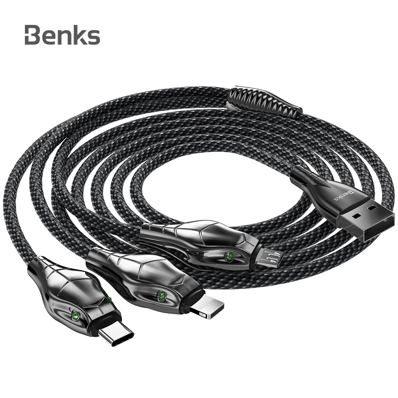 Usb-кабель Benks для Micro USB 5A type C 3 в 1 кабель быстрой зарядки iPhone Xs Max Xr 8 7 6 Plus