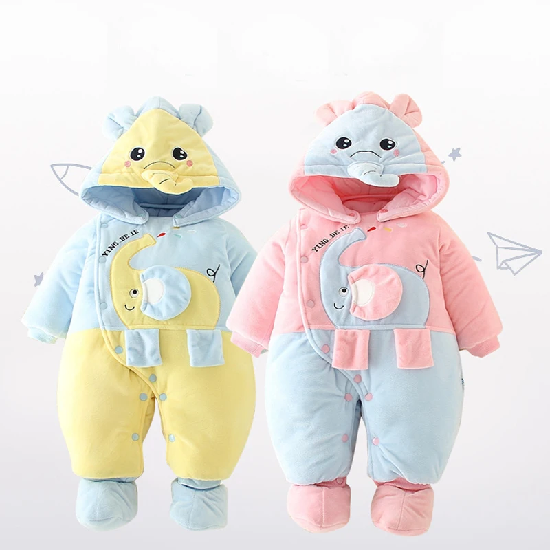 

2018 Snow Wear Snowsuit Baby Plus velvet thicker coat girls winter clothes bodysuit newborn warm romper jumpsuits clothes coat