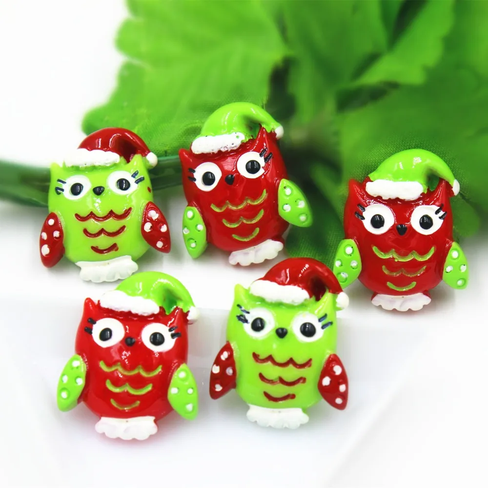 

10pcs/lot flat back resin Christmas owls for kids DIY resin cabochons accessories about 25mm