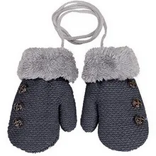 Шерстяные детские вязаные перчатки, новые детские варежки, зимние детские теплые варежки с веревкой для детей в возрасте от 1 года