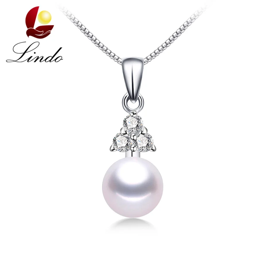 

Lindo 8-9mm Natural Freshwater Pearl Pendants For Women Fashion 925 Sterling Silver Fine Jewelry High Quality Small Necklace