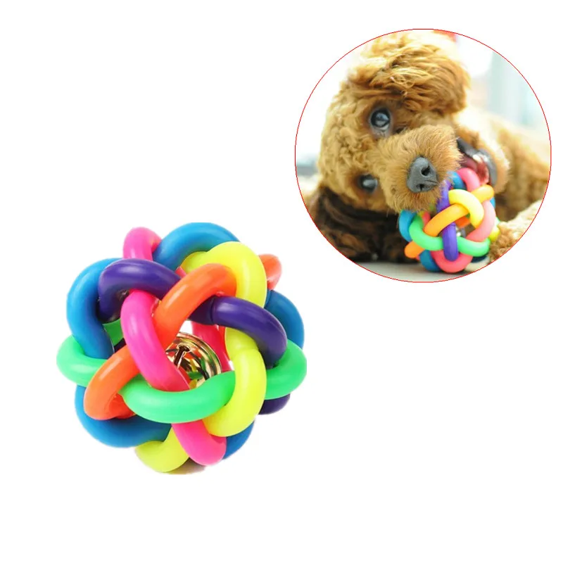 

Pet Dog Cat Toy Colorful Rubber Round Ball with Small Bell Sounder Toy Chew Toys For Dog's Teeth 20%off