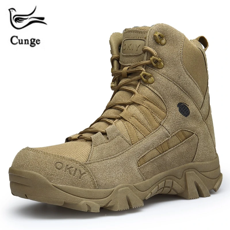 Cunge botas militares hombres 2018 moda botas militares hombres Tactical Desert Combat alto Top tobillo hombres botas trabajo al aire libre zapatos de los hombres| | -