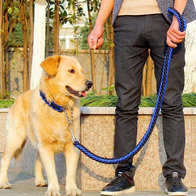 Новые горячие поводок для домашнего питомца, pet ошейник ремень для питомца двойная веревка собака с металлической P цепочкой и пряжкой pet тягового каната рукавом