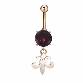 10Pcs Free Shipping Fleur De Lis Belly Navel Ring Gold Silver Plated Navel Bar Body Piercing Jewelry Belly Button Ring