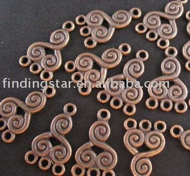 

FREE SHIPPING 180pcs Antiqued copper spiral 1-to -3 charms links A112C