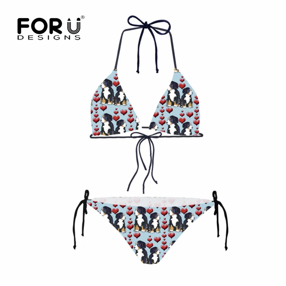 

FORUDESIGNS Swimsuit Women Bikini Bernese Mountain Dog Printing Women's Swimming Suit Swimwear Female Brazilian Bikini Push Up