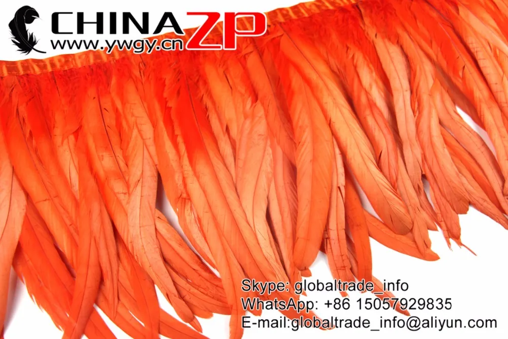 orange Rooster Tail Feather Fringe Trim (7)