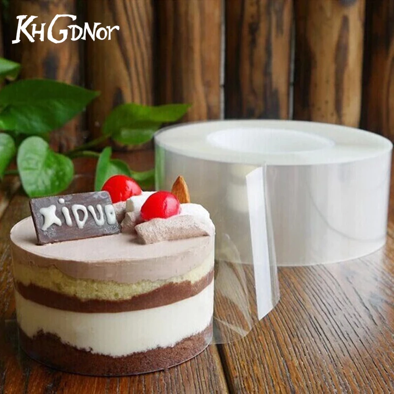 

KHGDNOR Transparent Cake Surrounding Board Hard Bounded Cake Mousse edges Packing Cake Decoration Sheet Plastic 6cm Band