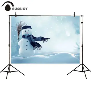 

Allenjoy Thin Vinyl photograph backdrop Christmas snowman children baby new year decorated fantasy backdrop photography