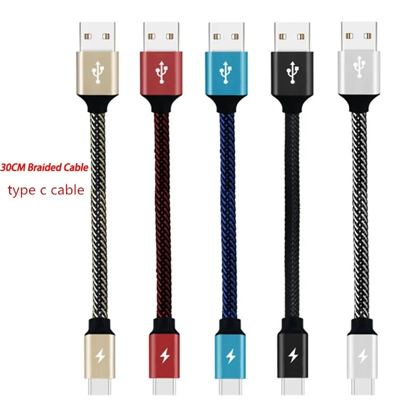 

30CM Micro USB/Type C 3A Fast Charger Cable Braided Power Bank Cord For Iphone 8 Samsung Galaxy S8 S9 S10 Plus Redmi Note 4 5 4X