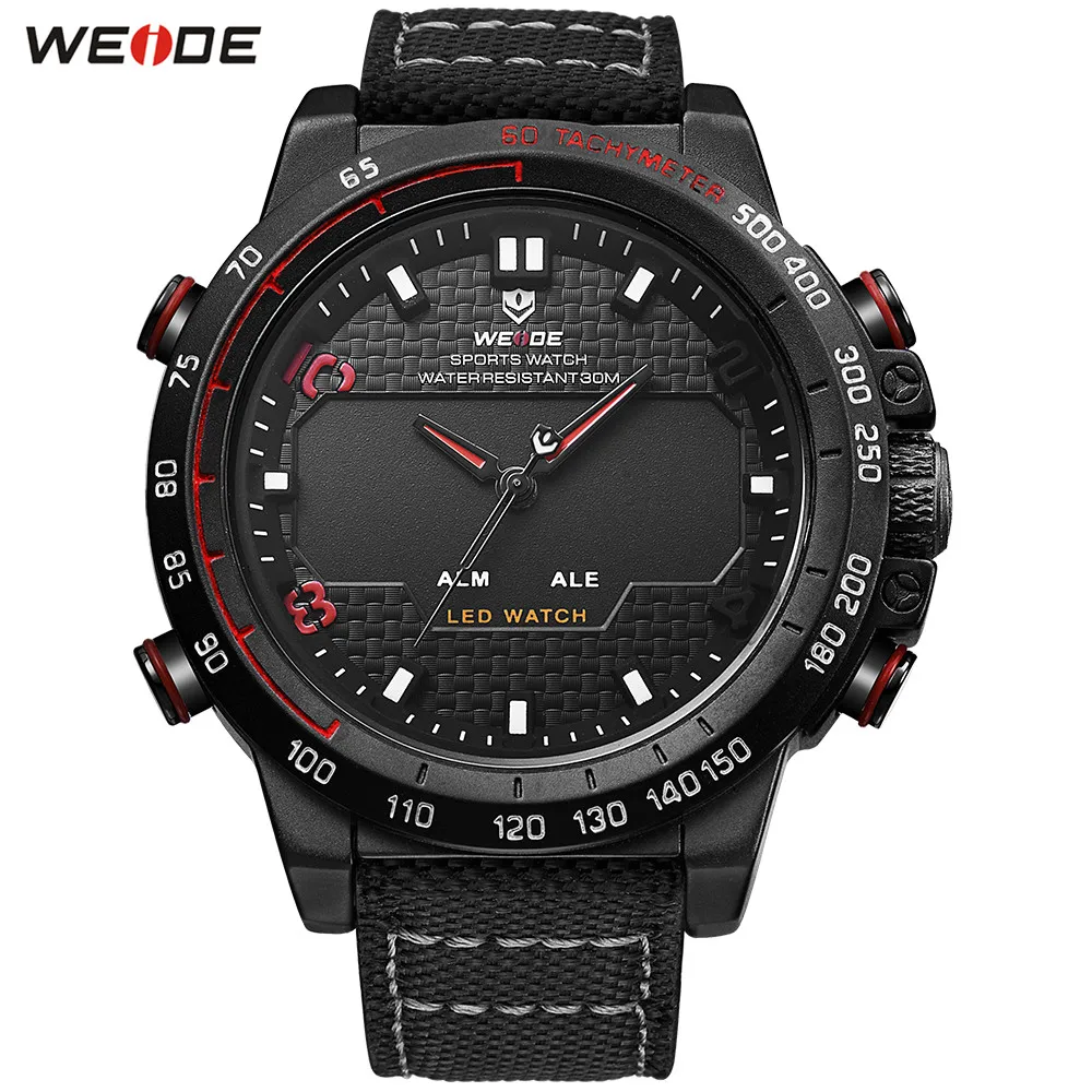 

Original WEIDE Man Fashion Army Sport Watch Men LED Digital Quartz Watch Nylon Band Shock Resistant Analog Wristwatches Relogios