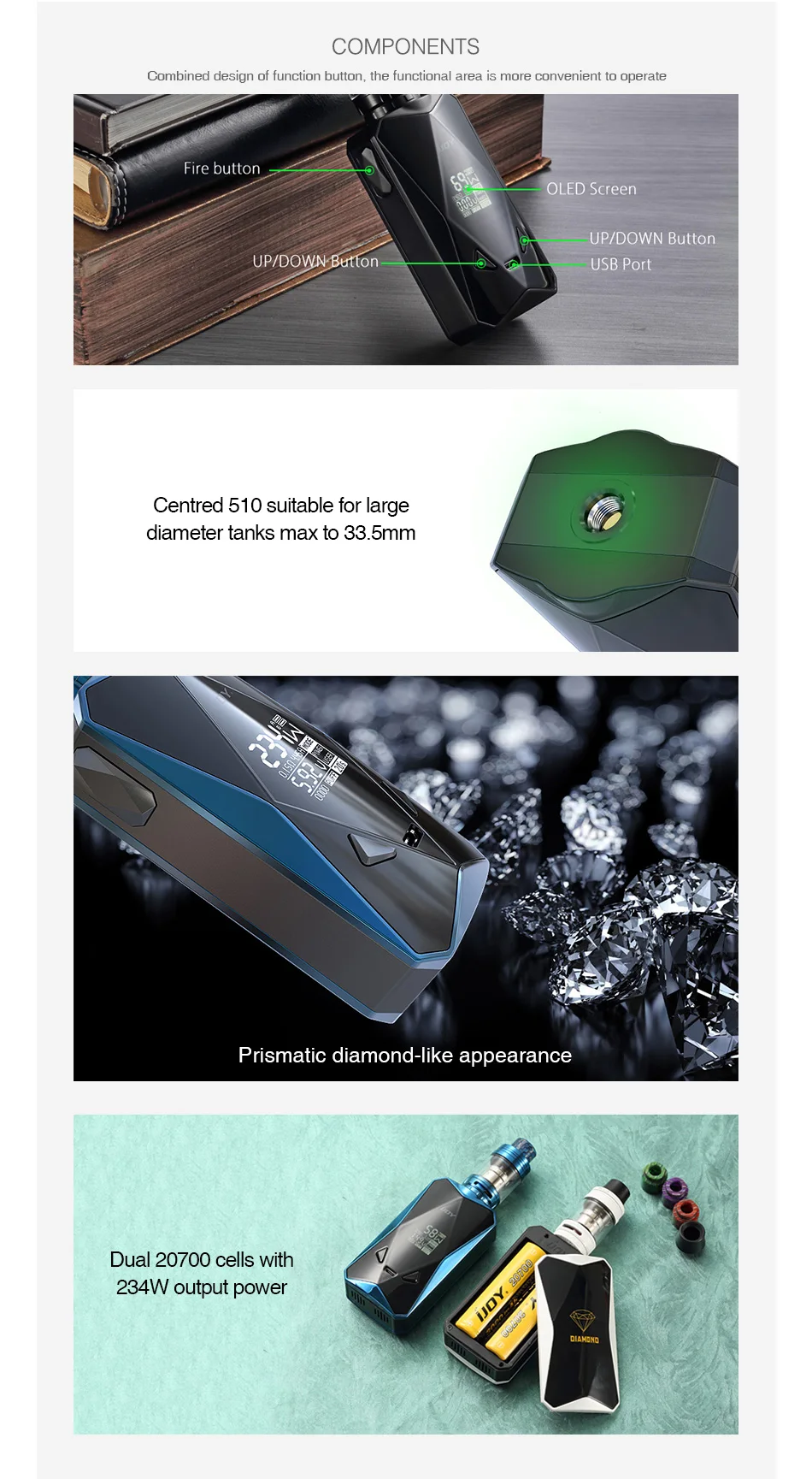 IJOY Diamond PD270 234W TC Box MOD 6000mAh