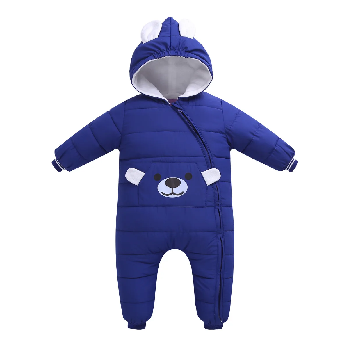 Осень-зима новорожденного ребенка комбинезон Для мальчиков и девочек Одежда для животных Стиль Костюмы комбинезон с хлопковой подкладкой Комбинезоны для девочек куртка для девочек - Цвет: Navy Blue