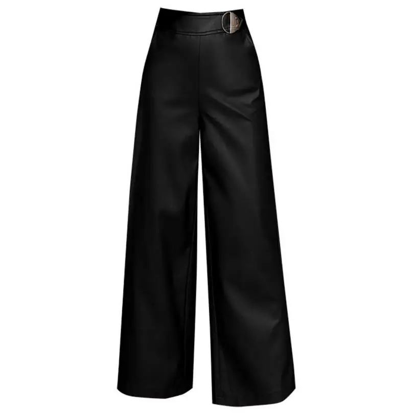 

pu leather pants High waist Wide leg pants pants straight trousers