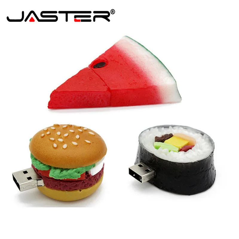 

JASTER hamburger food usb 2.0 flash drive creative sushi watermelon pendrive 4GB 8gb 16gb 32gb 64GB memory stick u disk gift toy