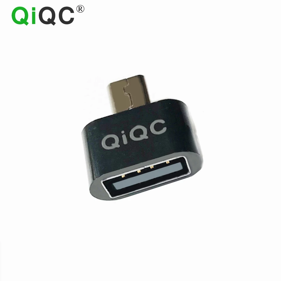 QiQC Мини OTG кабель USB OTG адаптер Micro USB к USB конвертер для Android планшетных ПК - Цвет: Black