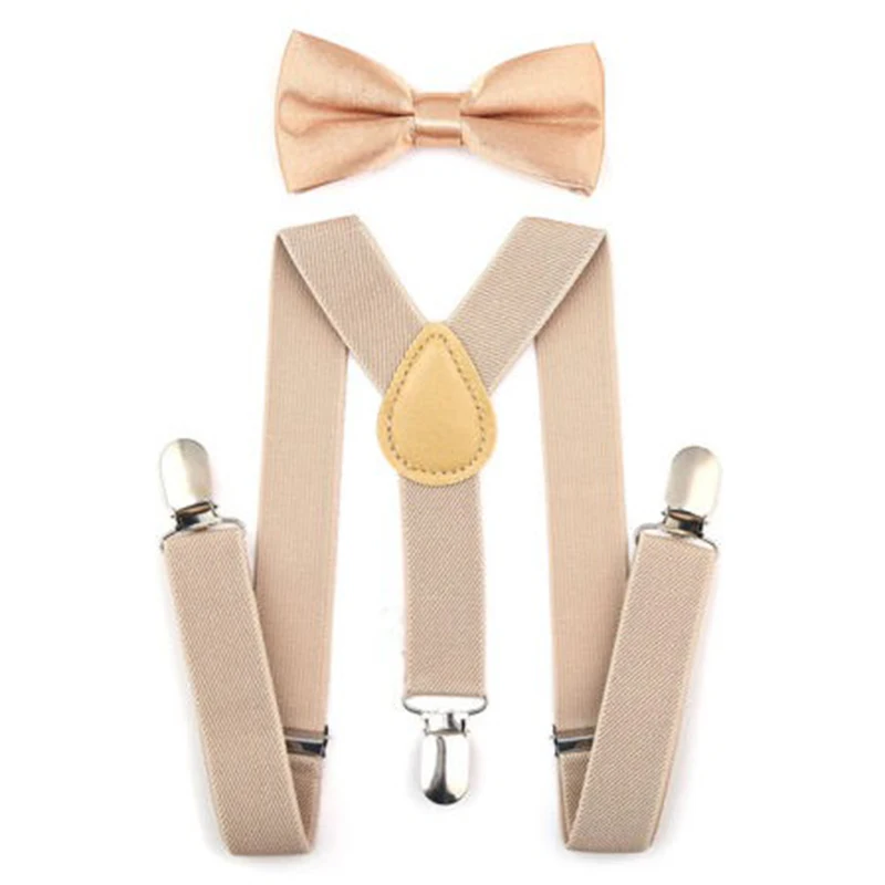 BBYES Kids Y-Back Braces Suspenders Set Boys Girls Suspender & Bow Tie Matching Set Tuxedo Wedding Shirt Suit Party 7 Colors