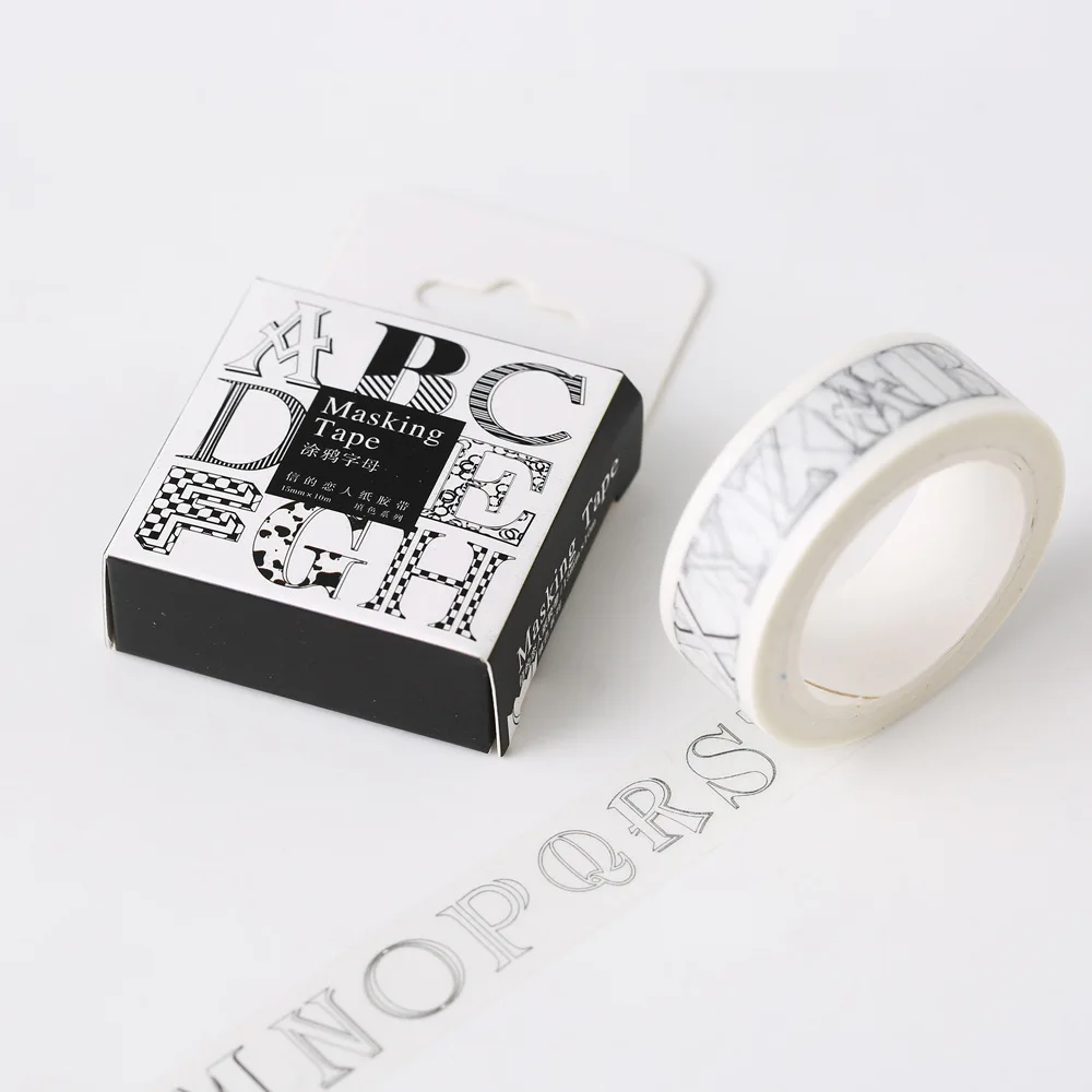 1Box New 10 Meter Creative Graffiti Letters Washi Tape Adhesive Tape DIY Scrapbooking Sticker